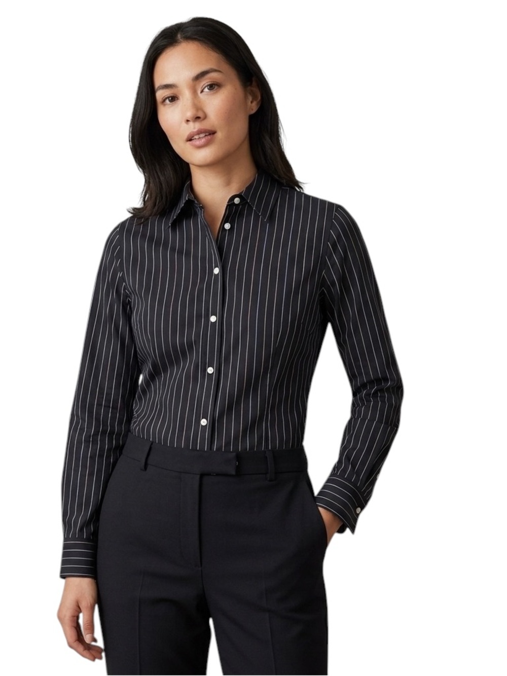 Brooks Brothers Black Striped Button-Down Shirt